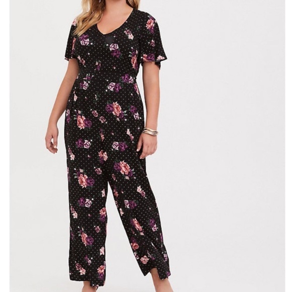 Torrid Black Dot Wide Leg Jumpsuit